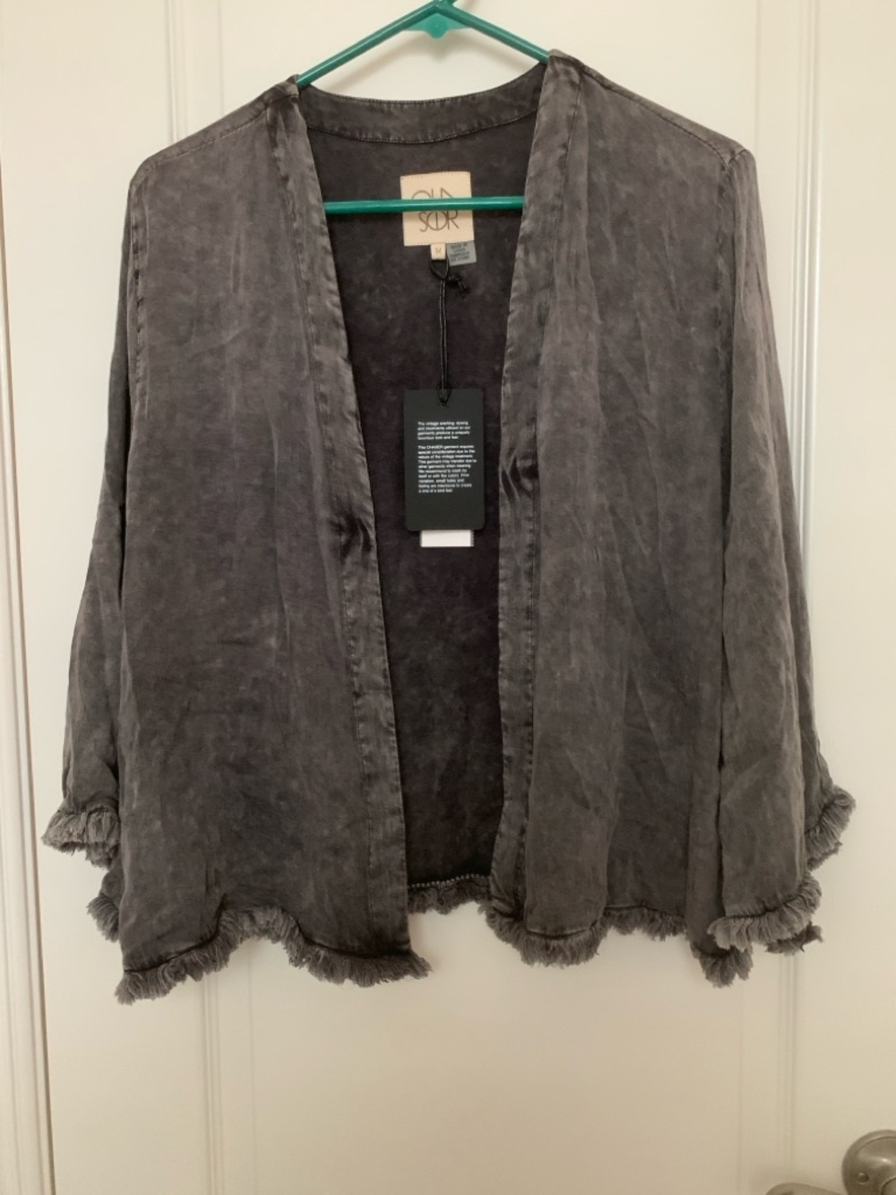 NWT Chaser Open-Front Cardigan – Style CW7588-BCW – Black Cloud Wash – Size M